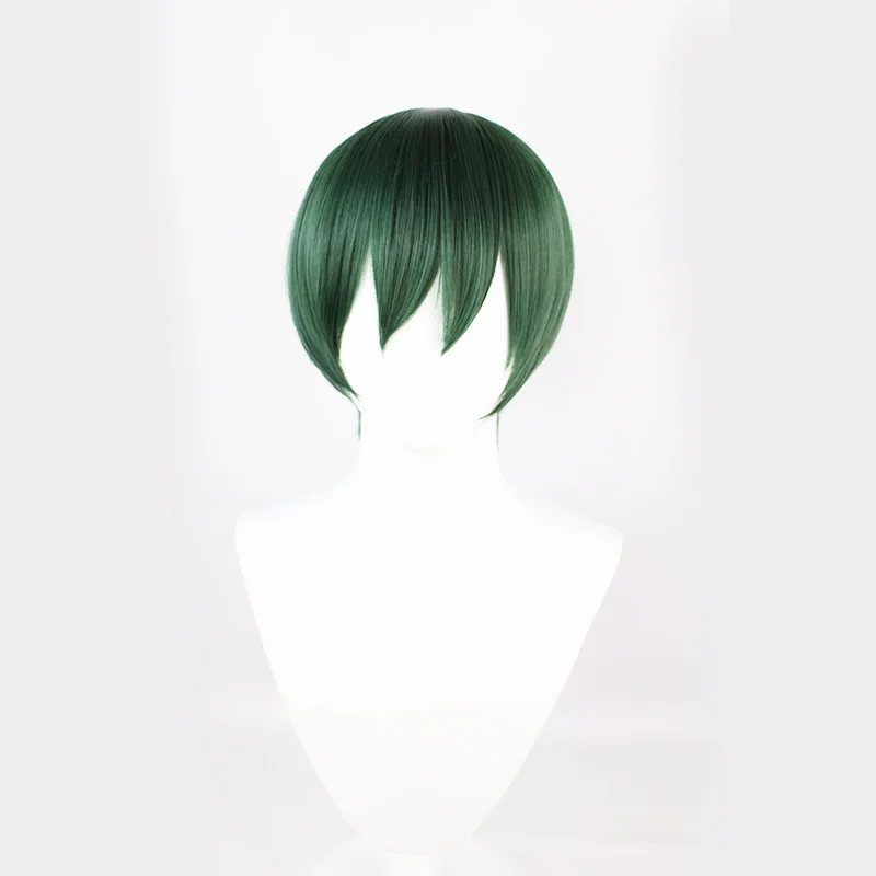 

Парик чжэньи из дзен джутсу кайсена, парик второго сорта, темно-зеленый, пушистый, короткие волосы