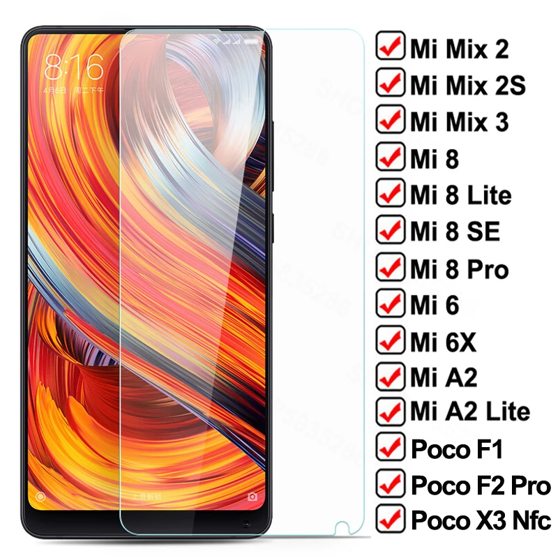 9H закаленное стекло для Xiaomi POCO X3 NFC F1 F2 Pro защита экрана Mi Mix 2 2S 3 Mi8 SE 8 A2 Lite 6 6X