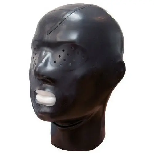 Черный латекс маска резиновая с открытым ртом Гамми 0 4 мм для комбинезон одежда