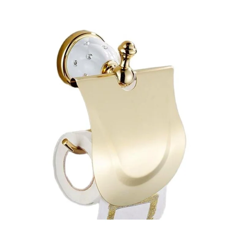 

Gold Toilet Paper Holder with diamond Roll Holder Tissue Holder Solid Brass Bathroom Accessories