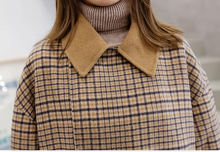 Женское длинное шерстяное пальто повседневное Свободное большого размера в