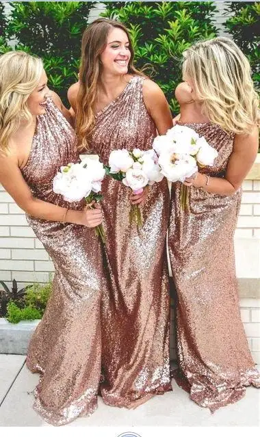

Rose Gold Bridesmaid Dress Glitter Sequins Guest Wedding Party Dress Elegant A Line Bridesmaid Gowns robe demoiselle d honneur