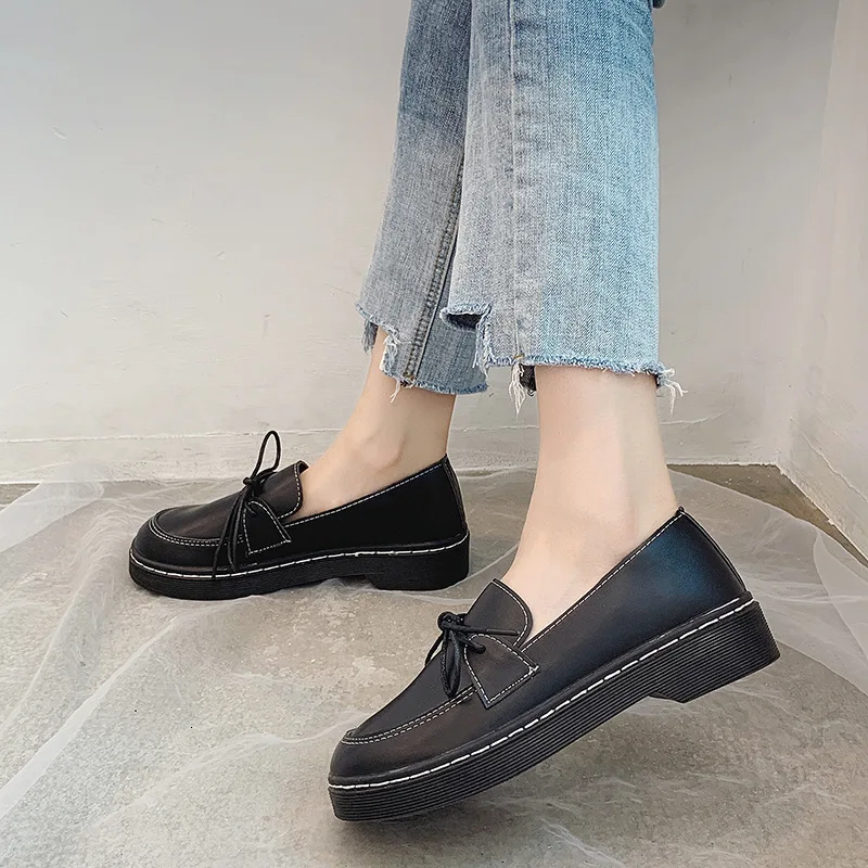 Туфли женские кожаные с перекрестной шнуровкой лоферы повседневная обувь для