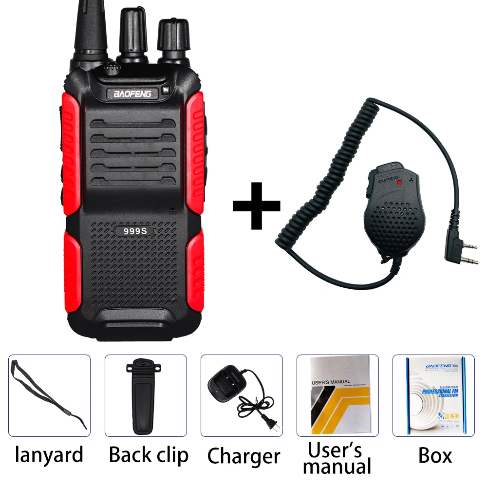 With mic Baofeng BF-999S Plus Walkie Talkie 5 Вт 1800 мАч портативный CB Ham радио 10 км двухстороннее радио FM трансивер обновление BF-888s домофон - Цвет: With mic