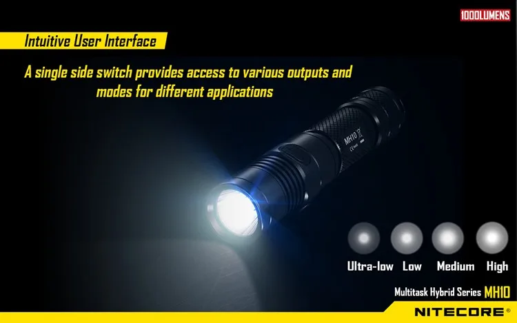 Nitecore MH10 тактический флэш-светильник Cree XM-L2 1000 Люмен usb зарядка поиск поход ручной светильник+ 1 шт. 2300 мАч 18650 B