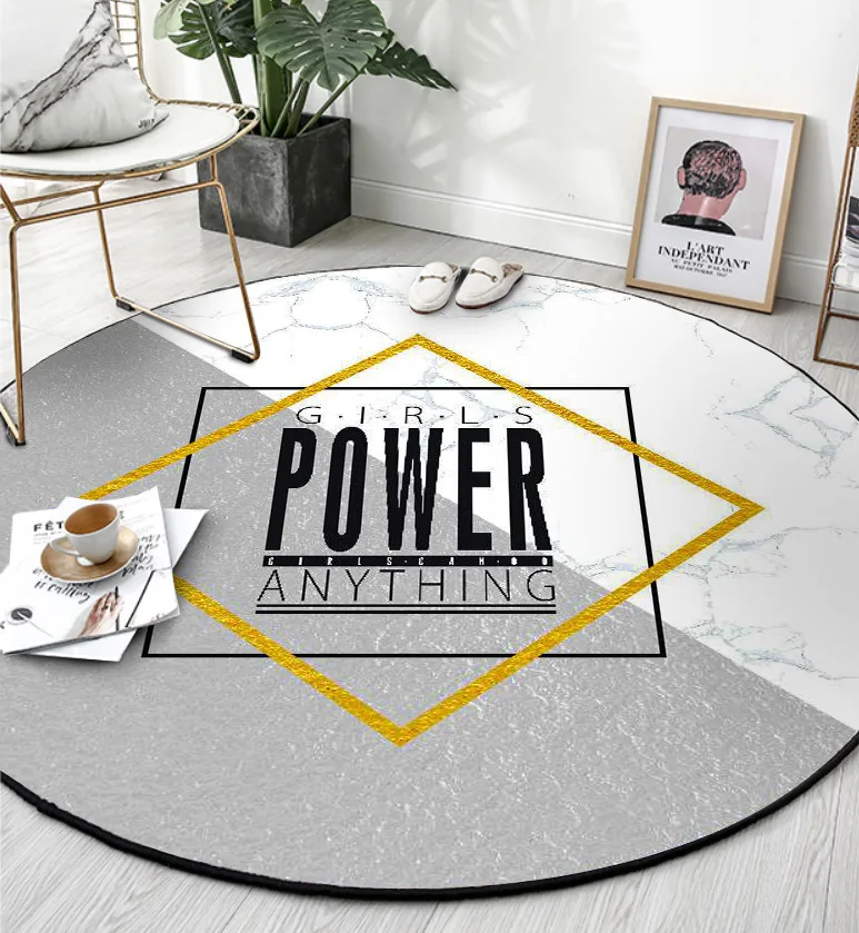 

Modern gold white marble round living room bedroom non-slip mat carpet