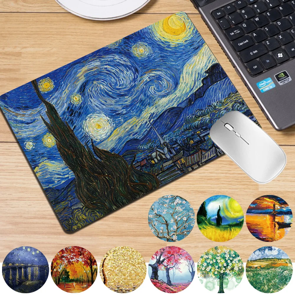 1pc Mouse Pad Portable Computer Mousepad Anti-slip Painting Gaming Mouse Pad PU Leather Desk Mat Mouse Pad Computer Accessories