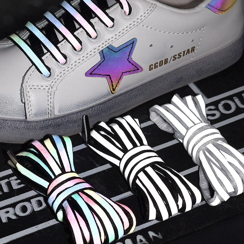 

1Pair Reflective Shoelaces Laser sequin Shoelace Weave Braided bracelet Sneakers Running Shoes lace Adult children shoe strings