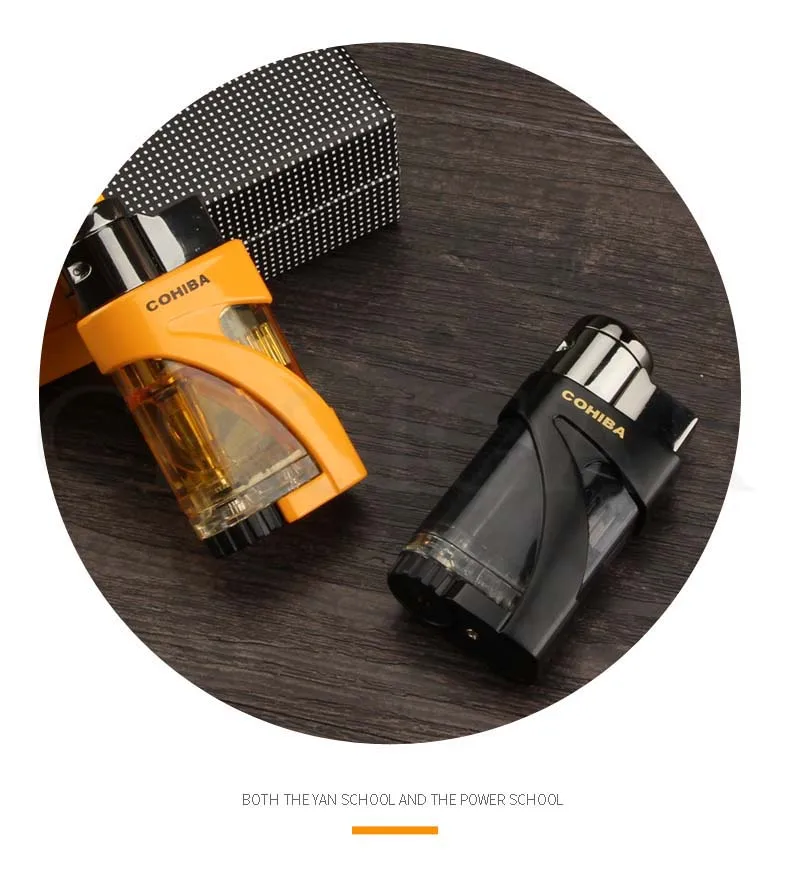 COHIBA фонарь газовая зажигалка карманная Ветрозащитная 2 струйная Зажигалка для сигар наружная металлическая газовая зажигалка многоразовые аксессуары для сигар