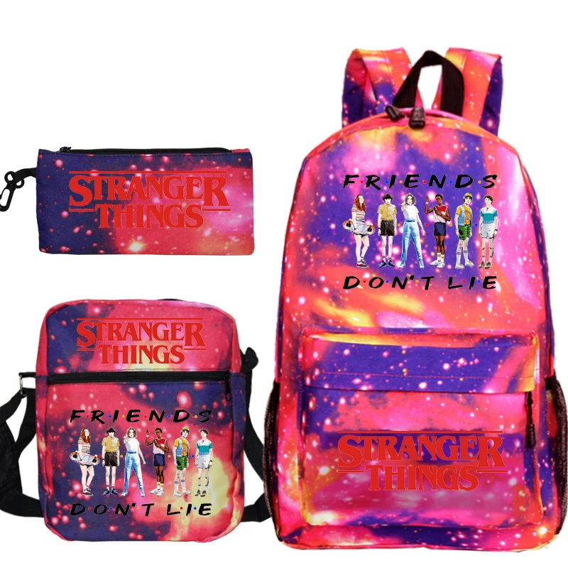 

Stranger Things Season 3 School Bag Students Kids Backpack 3pcs Teenager Backpacks Friends Don't Lie Stranger Things Schoolbag