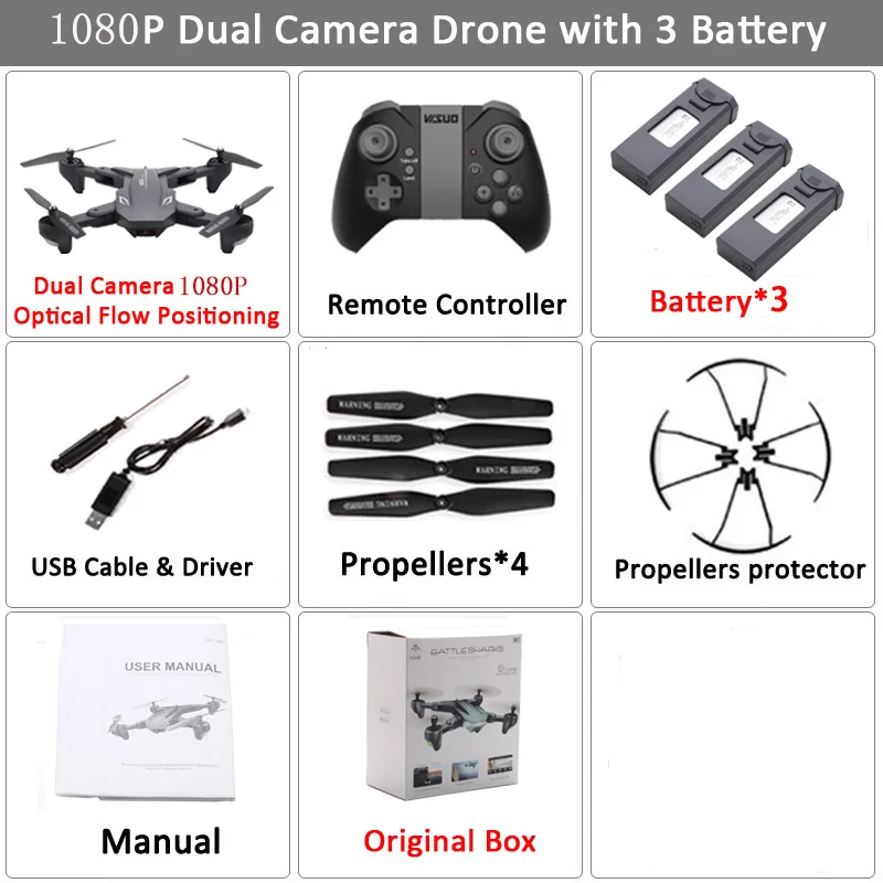 Set6 1080P 3BAT BX Visuo XS816 Радиоуправляемый Дрон оптический поток Радиоуправление с 4K двойной камерой wifi FPV Дрон жесты складной Квадрокоптер VS XS809HW xs809 - Цвет: Set6 1080P 3BAT BX