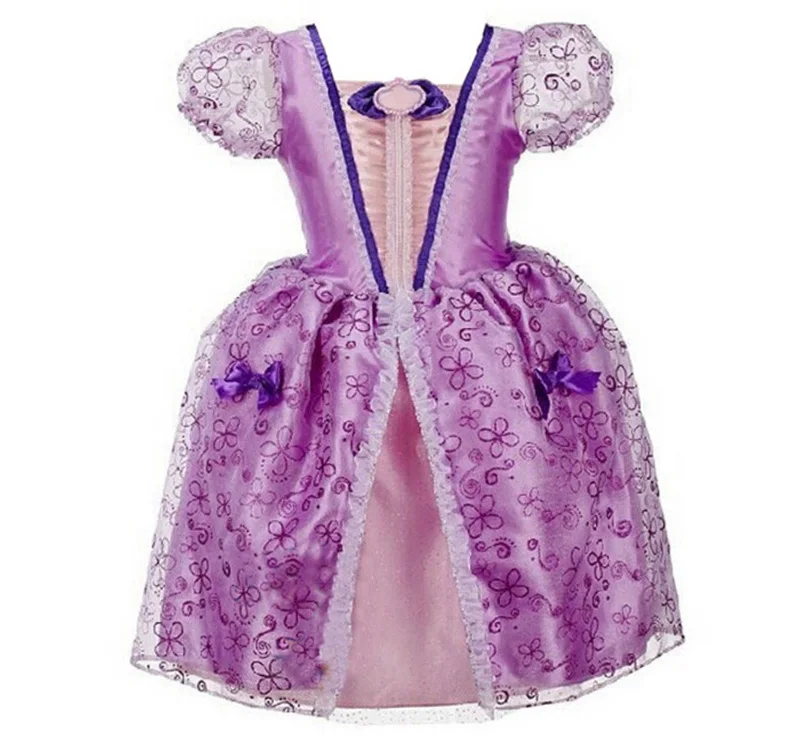 Purple Платье Эльзы; Рождественский костюм; Детские платья для девочек; платье Золушки; Vestidos; платье Белоснежки; платье принцессы Рапунцель, Авроры, Анны - Цвет: Purple