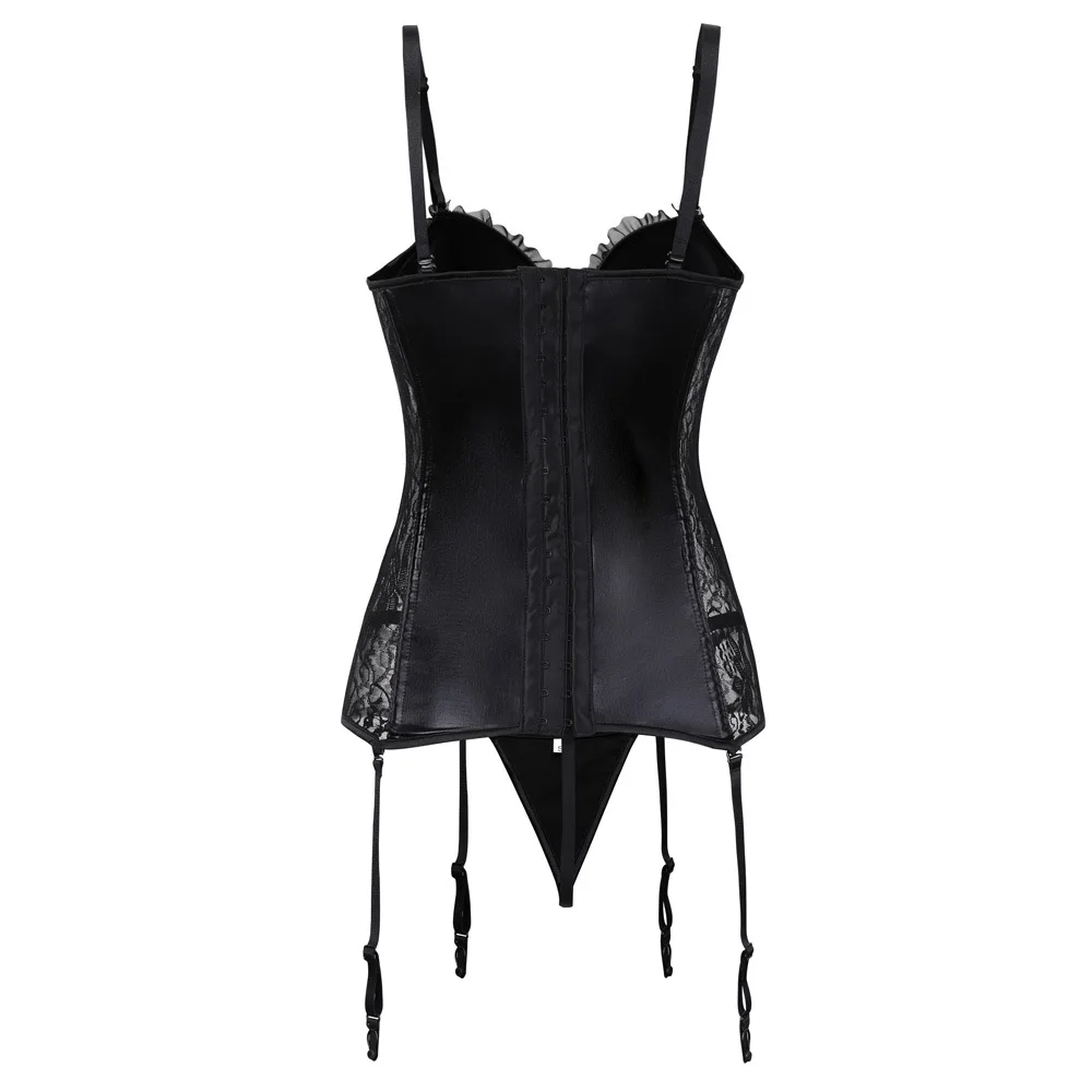 

Sexy Faux Leather Bustier Push Up Steampunk Gothic Waist Trainer Lingerie Girdle Shapewear Corselet With Straps