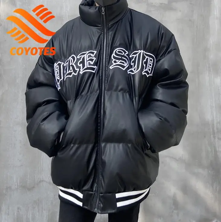 COYOTES Hip Hop Oversize Padded Jacket Coat Streetwear Gothic Text Print Jackets Parka Harajuku Winter Jacket Men Outwear Thick