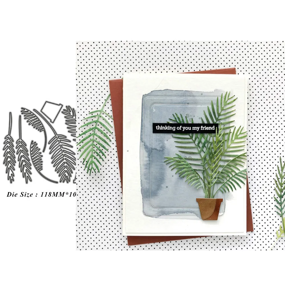 

Palm Leaf Potted Plant Metal Cutting Dies Scrapbooking Embossing Folder Stencil Template Album Decor Card Making DIY Crafts