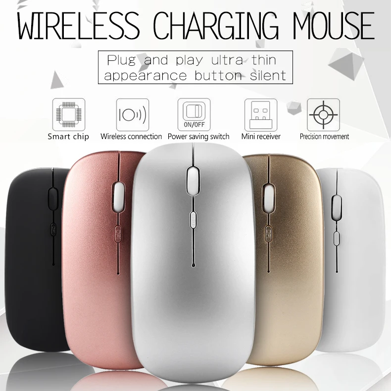 

Ultra-Thin Silent Mute Office Notebook Mice Opto-electronic For Home Office 2.4G Wireless Rechargeable Charging Mouse For Work