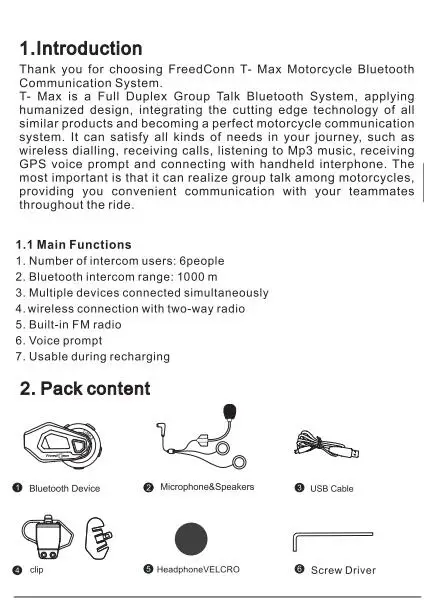 2 шт FreedConn T-Max мотоциклетный шлем Bluetooth Интерком 6 райдеров гарнитура с fm-радио Moto Intercomunicador Bluetooth 4,1