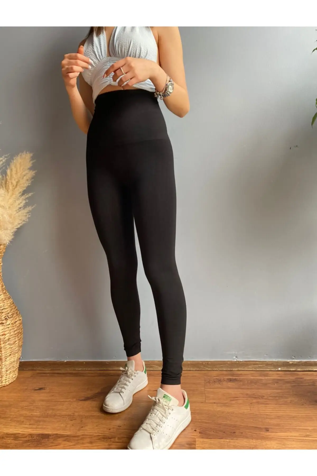 Women's Black Knitted Biker Tights