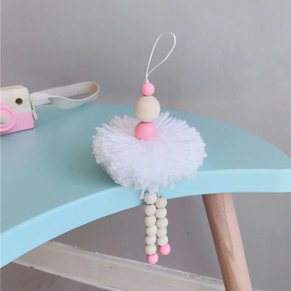 Nordic Ballet Girl Hanging Decoration Wooden Beads Ornament Adornment Room Photography Props | Дом и сад
