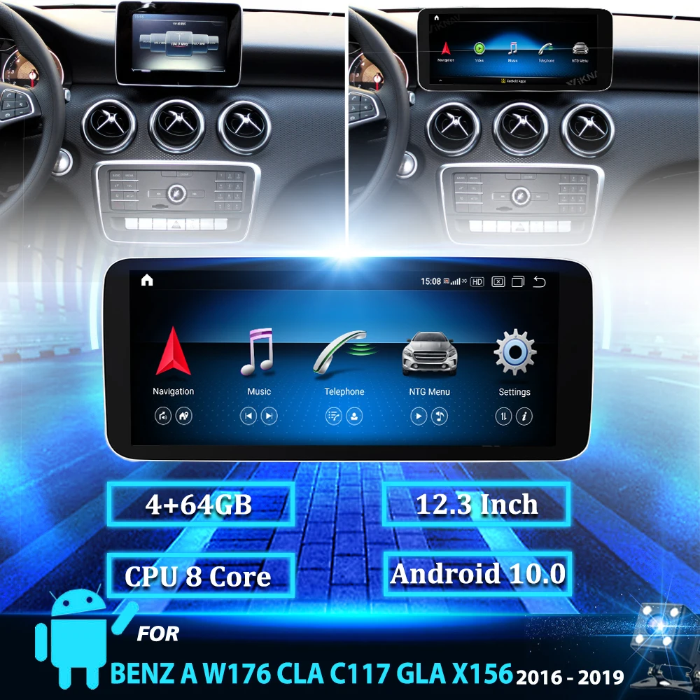 

2din 12,3 дюймов android 10 Восьмиядерный автомобильный DVD мультимедийный радио плеер для benz A W176 CLA C117 GLA X156 GPS навигация 2016-2019
