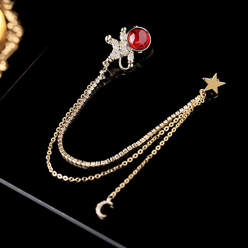 

Модная длинная Брошь Стразы с кисточкой Опаловый камень астронавт костюм брошь для платья Роскошные ювелирные изделия булавка для женщин м...