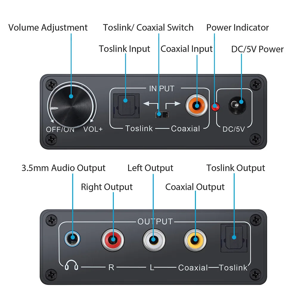 Hi-Fi конвертер адаптер коаксиальный цифро-аналоговый аудио RCA 3 5 мм усилитель для