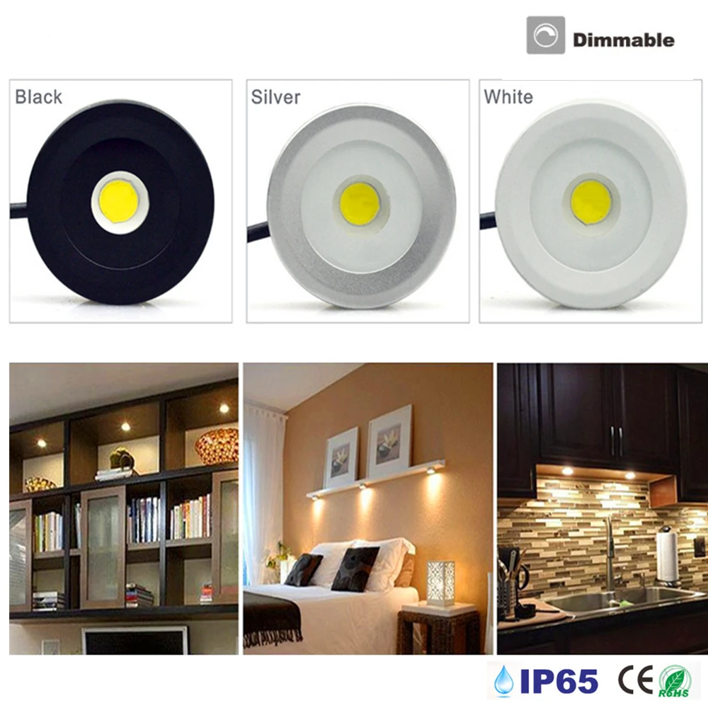 ip65 aluminum under cabinet light 3w led dimmable wardrobe night lamp kitchen counter bedroom closet cupboard lighting 220v 110v free global shipping