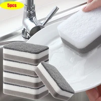 5pcs double sided cleaning sponge scouring pad cleaning cloth household kitchen cleaning tools accessories dropshipping