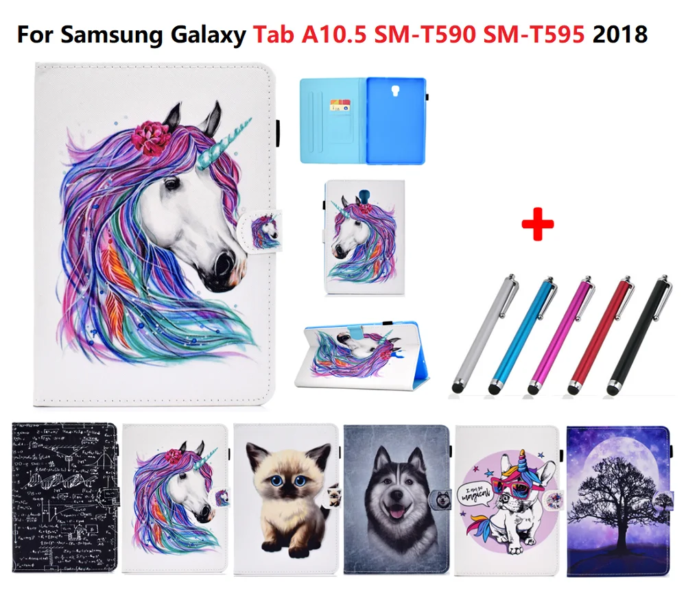Цветной узор чехол для планшета Samsung Galaxy Tab A10.5 Fundas A 10 5 T590 T595 SM + подставка