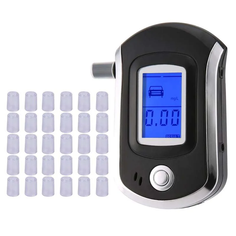10PC AT6000 Alcohol Tester with6/31Mouthpieces Professional Digital Breath Breathalyzer with LCD Dispaly Bafometro Alcoholimetro