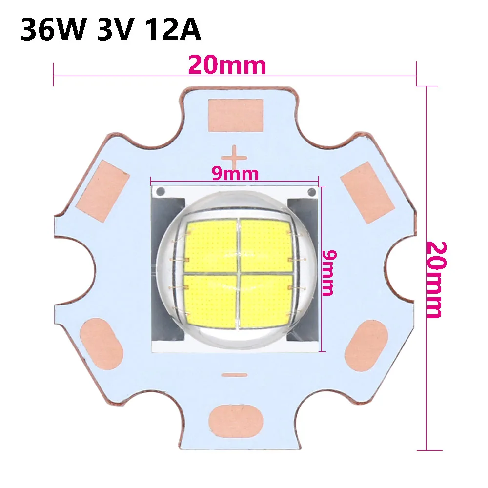 

1PCS LED 3V12A High Power 36W XHP90 LED Emitter Diode with 20mmPCB Cold white6500K For lamp DIY