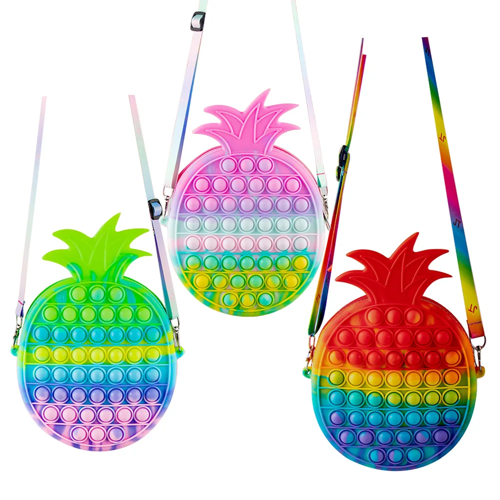 

Antistress Pineapple Push Bubble Shoulder Bag Toy Finger Press Crossbody Bag Single Shoulder Pouch Handbag Gift Toy for Children