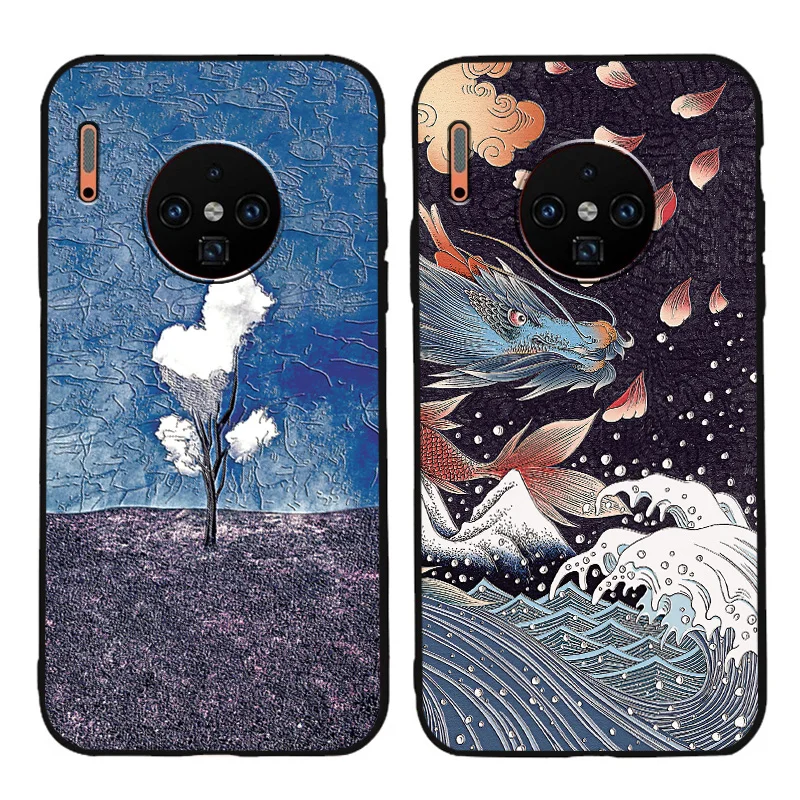 Рельефный Винтажный чехол в Восточном китайском и японском стиле для Huawei mate 30 Pro с
