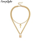 (Цвет не линяют) цепи из нержавеющей стали Панк замок ожерелья для женщин рок, в стиле хип-хоп подвеска в виде ключа и замка для мужчин шикарные подарки