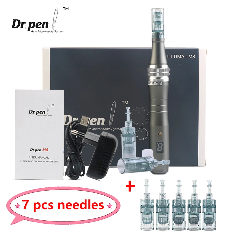 Dr pen Ultima M8 With 7 pcs Cartridges Wireless Derma Pen Skin Care Kit Microneedle Home Use Beauty Machine