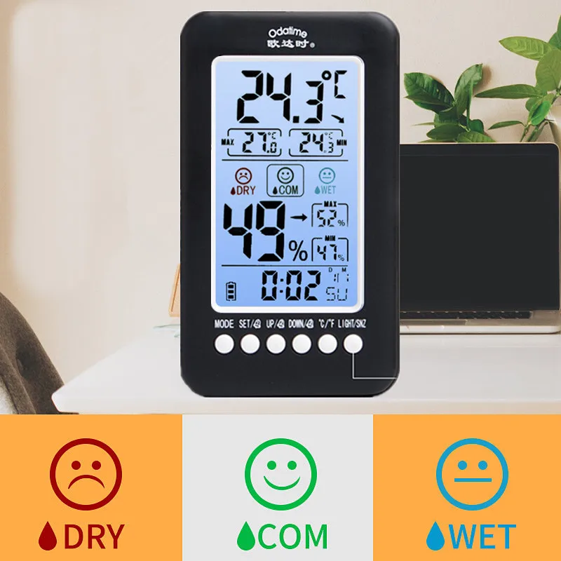 Цифровой термометр Odatime с часами метеостанция ЖК дисплеем измерители