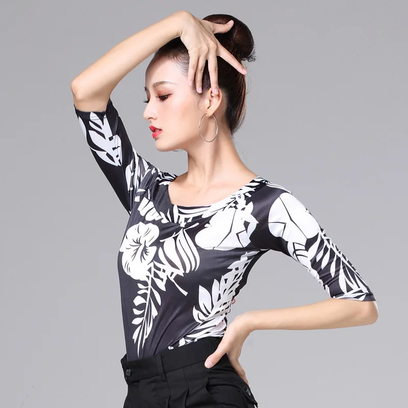 Latin Tops Women Dance Basic Clothing Dancewear Sexy Modern Ballroom Samba Tango Flamengo Dancing Practice T-shirt Costume | Тематическая