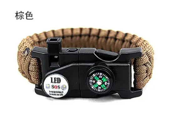 

Women Men Mountaineering creative emergency survival bracelet camping compass outdoor survival hand-woven umbrella rope bracelet