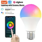 9 Вт Zigbee 3,0 RGBW LED лампы E27 светильник лампы дистанционного Управление Изготовитель: Tuya Smart Life приложение работает с Alexa Google Home Smartthings