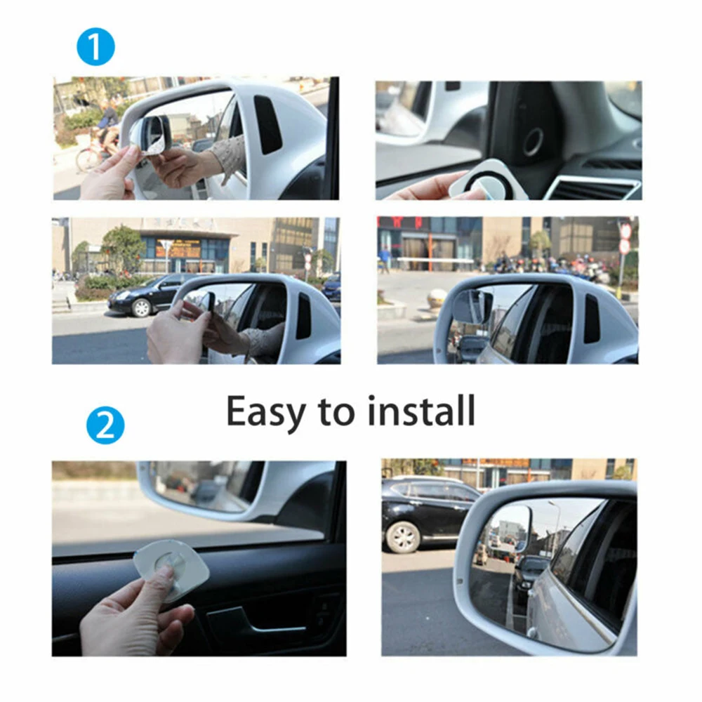 2pcs Universal Car Accessories Auto 360 Wide Angle Adjustable Convex Rear Side View Blind Spot Mirror IP65 Water Proof | Автомобили и