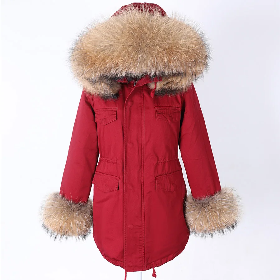 

maomaokong natural Real Raccoon fur collar Women coat parkas Female coat winter Women's jacket 2021 padded coats