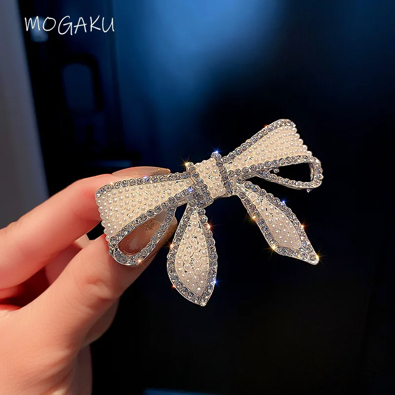 

MOGAKU Bowknot Spring Clips Shiny Temperament Girls Barrettes Women Rhinestones Headwear Fashion Party Daily Hair Accessories
