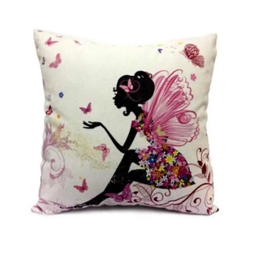 Retro Throw Pillow Covers Elf Girl Pattern Pillowcases Square Cushion Decorative with Hidden Zipper for Home Sofa | Дом и сад