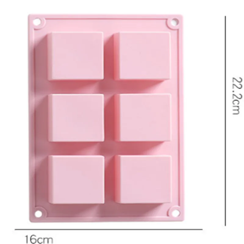 

6 Cavity Square Silicone Mould Soap Molds 3D Cake Mold Cupcake Jelly Candy Chocolate Decoration Baking Tool Moulds