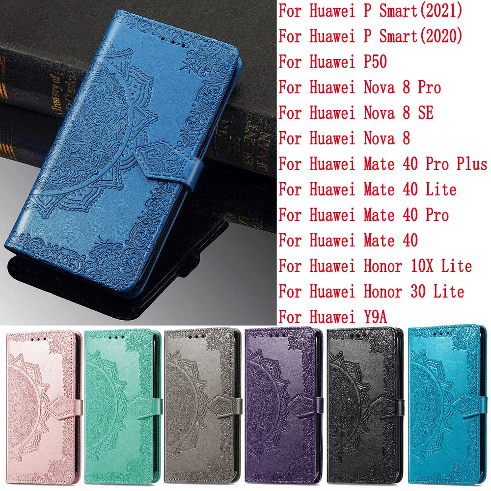 

Кожаный чехол-бумажник Sunjolly для Huawei P Smart 2021 2020 P50 Nova 8 Pro Se Mate 40 Pro Plus Lite Y9a Honor 10x30 Lite