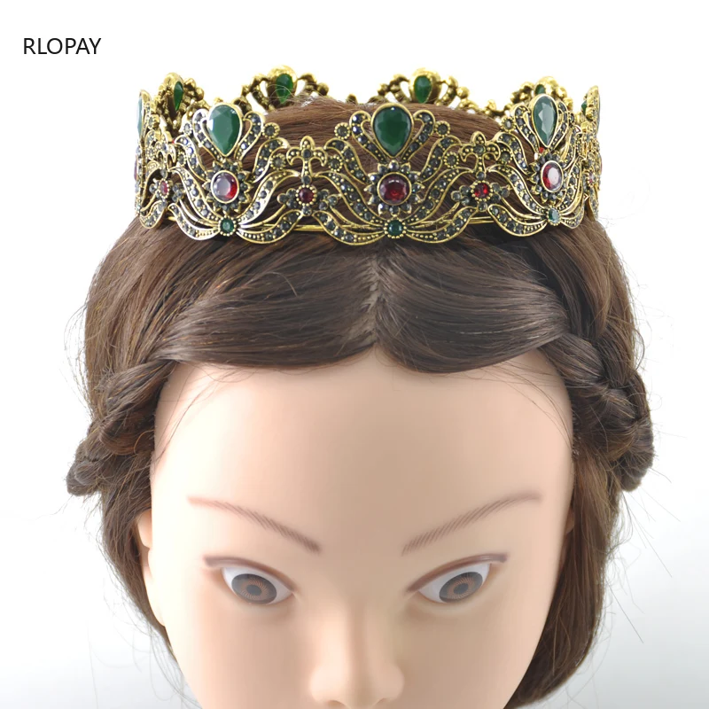 Moroccan Bride Hair Accessories Old Gold Rhinestone Vintage Tiara Wedding Headpieces for Women Crowns | Украшения и аксессуары