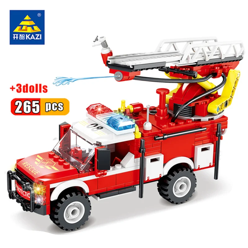 

265pcs Kaizhi 80530 Can Spray Water Fire Fighting Ascending Rescue Aircraft Series Rescue Fire Truck Building Blocks Toy Gifts