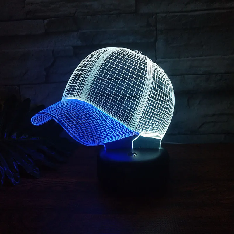 

Baseball Hat Shape Touch Table Lamp 7 Colors Changing Novelty Led 3d Night Lights USB Light Acrylic Lamp For Friend Xmas Gift