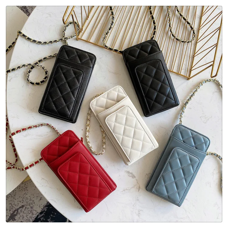 Blooming2020 Chain Leather Diamond Mobile Phone Decent Coin Purse One Shoulder Diagonal Mini Bag Female | Багаж и сумки