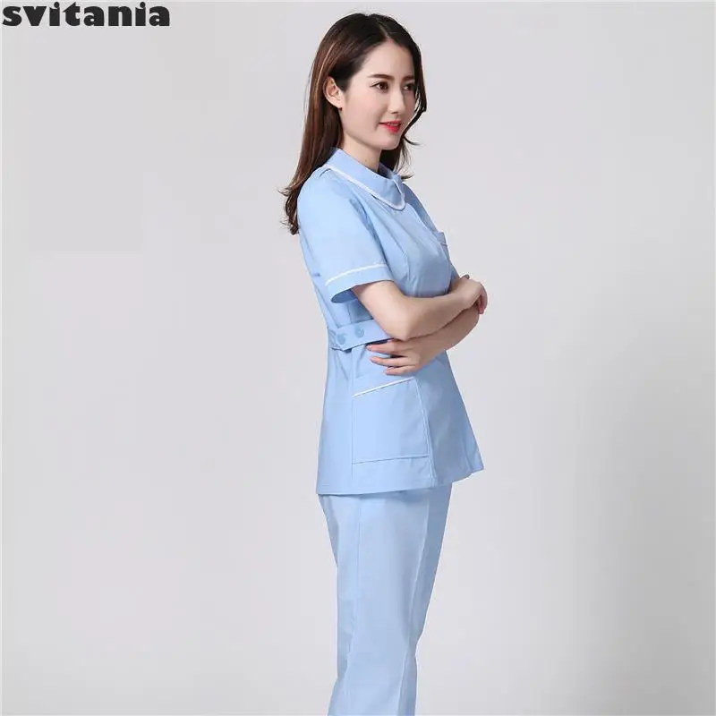 Свiтания светильник синий с коротким рукавом женская униформа медсестры